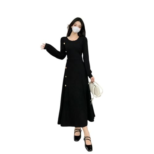 Robe longue en tricot pour femme coupe cintrée style rétro automne hiver