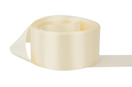 Image of Ribbon Bazaar Double Faced Satin - Premium Gloss Finish - 100% Polyester Ribbon for Gift Wrapping, Crafts, Scrapbooking, Hair Bow, Decorating & More - 1-1 /2 inch Bridal White 50yd Spool