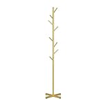 Ruweistar Metal coat rack Free-standing assembly hanger，Sturdy metal coat hanger for bedrooms, office hallway, briefcases, umbrellas, robes, coats，tree-gold…