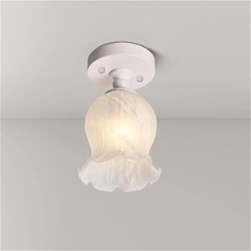 Green Modern Flower Glass Semi Flush Mount Ceiling Light Elegant
