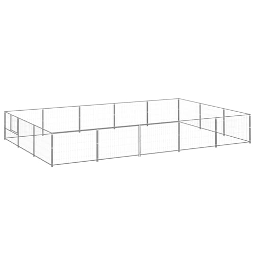 Owoxanthellate Hundezwinger Silbern 500x300x70 cm Stahl Outdoor Laufstall für Große Hunde mit Maschendraht Modernes Design Robust für Garten Camping