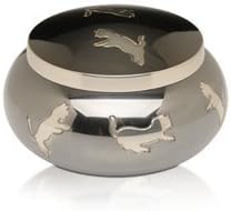 "Leaping Cats" Urn with Playful Cat Design - Medium