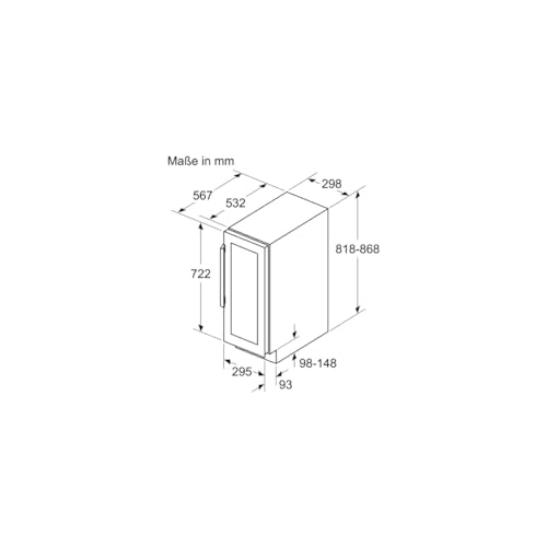 Siemens KU20WVHF0 iQ500 Weinkühlschrank, 82 x 30 cm, 21 Flaschen, Temperatur: 5-20 °C, 58 L, Black