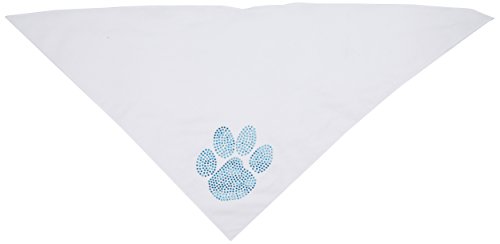 Mirage Pet Products Paw Blue Rhinestone Bandana, Large, White - Thumbnail 2