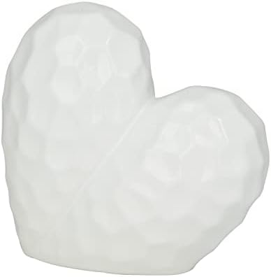 Deco 79 Porcelain Heart Sculpture, 8" x 4" x 8", White