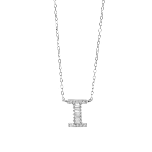 Collier lettre argent 925 pendentif zircon CZ chaîne longue unisexe