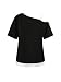 SOLY HUX Women's Gothic Grunge Cold Shoulder Short Sleeve T Shirts 2 in 1 Asymmetrical Tee Tops Black Graphic X-Small