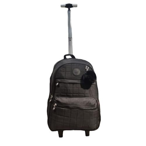 Mochila Grande Feminina Com Rodinha Matelassê Kika KK2466-R (Preto)