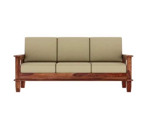 Image of Sheesham Wood 5 Seater Sofa Set for Home Living Room Office || 3+1+1 Solid Wood Sofa Sets Wooden Sofa Sets 5 Seater (Honey Finish)