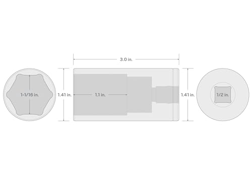 Image of TEKTON 1 /2 Inch Drive x 1-1 /16 Inch Deep 6-Point Socket | SHD23027