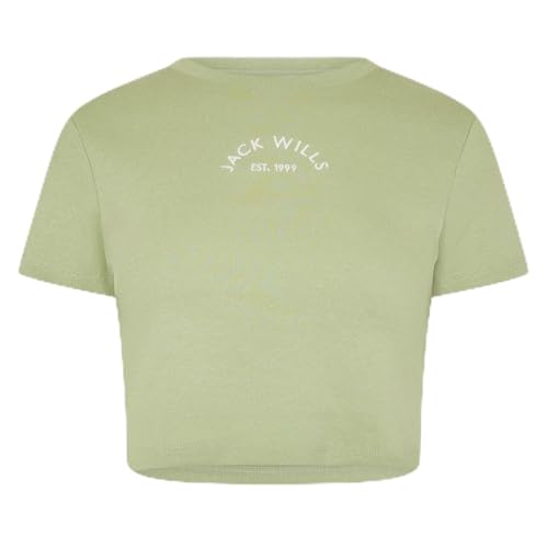 Image of Jack Wills Womens Cropped Baby T-Shirt Short Sleeve Cotton Pistachio 10