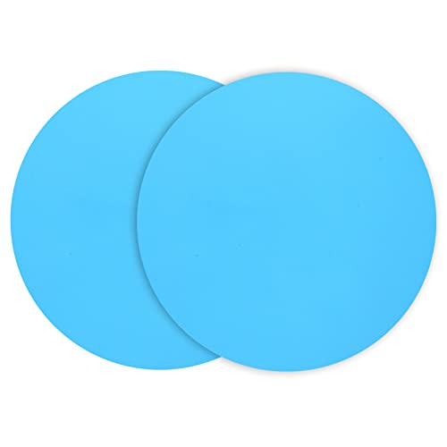 Silicone Microwave Mat 12 Inch, Non Stick Turntable Safe Baking Mat for Kitchen, Multi Purpose Heat Resistant Mat for Oven Trivet, Placemat 2 Pack(Blue)