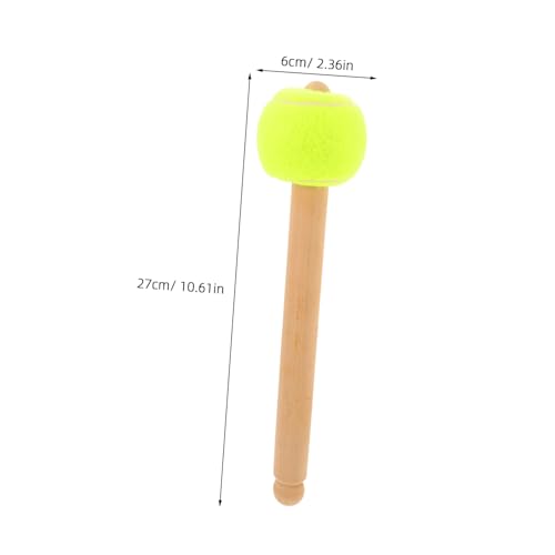 Baqueta Toddmomy para batería con mango ergonómico de madera y cabeza de pelota de tenis, color beige, 27 cm miniatura 2