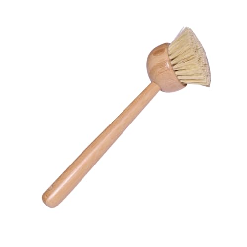 Image of Zerodeko Dish Brush with Beechwood Handle - Dish Scrubber Kitchen Tool Sink Cleaner for Kitchen Restaurant Washing Cast Iron Pan /Pot, Stove Cleaner