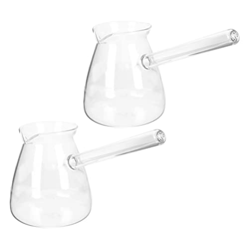 Housoutil Türkische Kaffeekanne Glas Kaffeebereiter Kanne 450ml 2 Stück Transparent Mokkakanne Glas Kessel für Kaffee Tee Milch Büro Zuhause Café Restaurant Kochgeschirr Cover