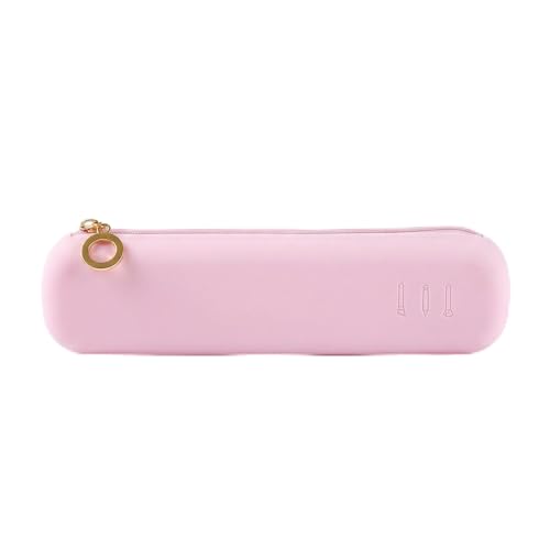 Estuche Rígido de Silicona con Cremallera – Funda Organizadora para Lápices, Maquillaje y Accesorios – Morado (Rosa)