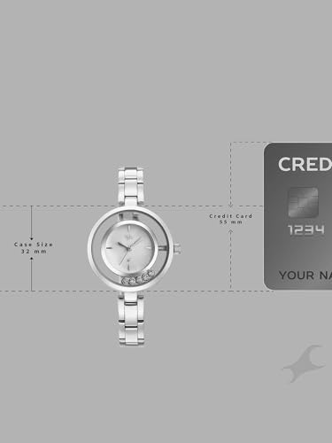 Image of Fastrack Vyb Starlet with Quartz Analog White Mother of Pearl Dial Steel Stainless Steel Strap Watch for Girls - FV60116SM01W