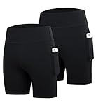 DEVOROPA Girls 5" Spandex Volleyball Shorts 2-Pack Youth Athletic Gymnastics Shorts Kid Yoga Dance Compression Shorts Pocket Black M