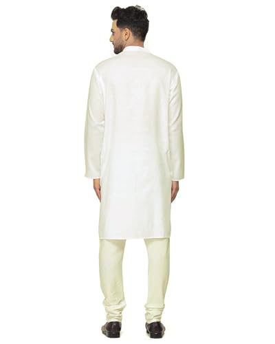 Image of Gauri Laxmi Enterprise Men's Cotton Blend Straight Kurta || Ivory Color Kurta || Off White Kurta