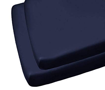 Pack of 2 (Two) Luxury Percale Cot Bed Fitted Sheets Available in 21 Colours (Navy Blue)