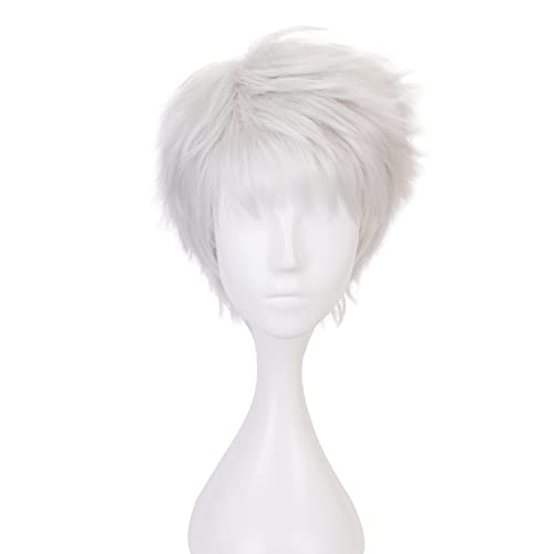 Kalim Al Asim Unisex Cosplay Perucas Anime Twisted-Wonderland Curto Ondulado Cinza Estilo Bob Resist