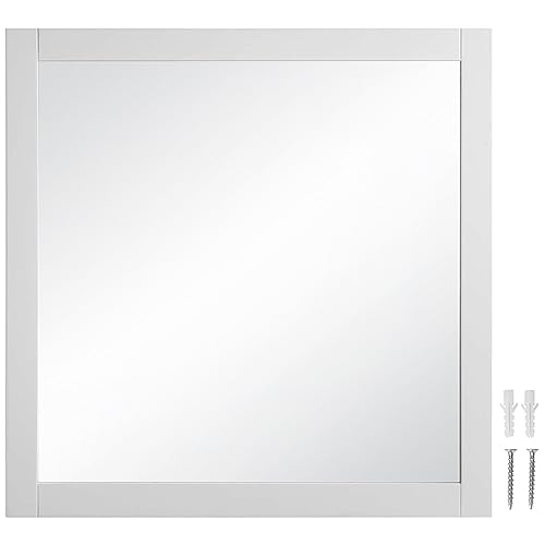 Design House Shorewood Mirror, White Wood Frame, Square, 30 in x 0.75 in x 30 in, 547224-WHT