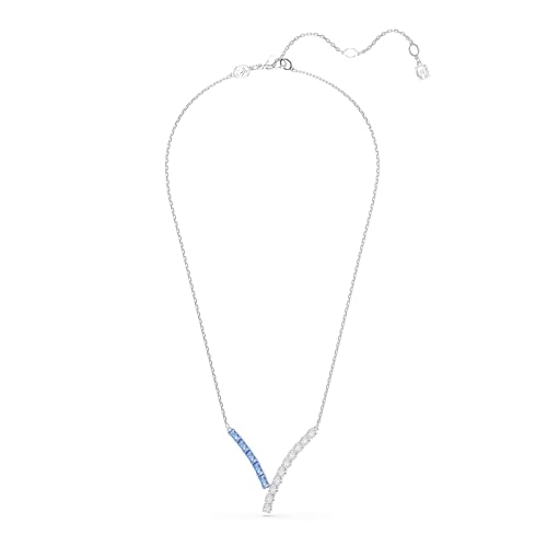 Swarovski Matrix pendant, Mixed cuts, Blue, Rhodium plated2