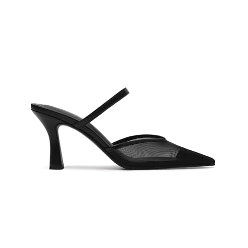 Image of USIMAD Women's Mesh High Heel Mules Pointy Toe Pumps Memory Foam Insole