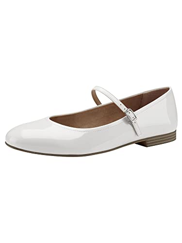 Tamaris Damen 1-1-24214-20 Ballerinas, White Patent, 40 EU