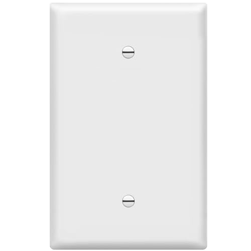 Image of ENERLITES Blank Device Wall Plate, Jumbo Blank Covers, Over-Size 1-Gang 5.5 inch x 3.5 inch, Unbreakable Polycarbonate Thermoplastic, 8801O-W, White | Jumbo size 5.5 inch x 3.5 inch, cover unused electrical box /outlet /switch, unbreakable polycarbonate, UL-listed, easy to install