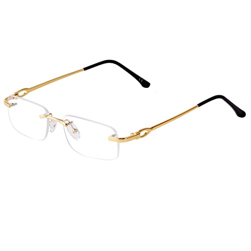 JUDOO Retro Rimless Rectangle Sunglasses for Men Women Trendy Frameless Tinted Lens Eyewear
