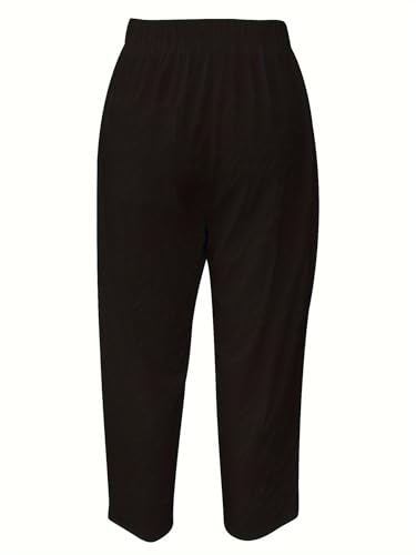 Women's Cute Printing Casual Baggy Pants Summer Wide Leg Elastic Waist Beach Vacation Trousers with Pockets2