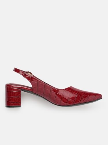 Image of Marc Loire Women's Pointed Toe Block Heel Pumps with Adjustable Slingback for Office, Party and Formal Occasions