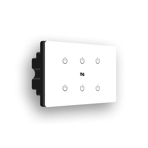 Image of IOTICS Smart Wifi Switch Board: 6 Switch with 2 x High Load (AC /Geyser) switch. Touch Control, Remote, App Control. Voice Control with Alexa & Assistant. Smart Touch Switch For Home Automation (White)