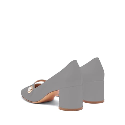 anteikira Women's Round Toe Block Heel Mary Jane Pumps Low Chunky Heel Pearl Slip On Closed Toe Mid Heel Pumps Comfortable Office Work Party Shoes for Women4