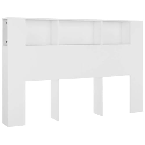 vidaXL Mueble Cabecero Armario de Cama con Almacenaje Pared Dormitorio Estantería Habitación Libros Decoraciones Blanco 160x18,5x104,5 cm