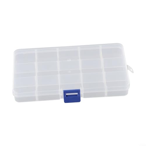 Caja de plástico con múltiples compartimentos para almacenamiento de joyas, perfecta para organizar aretes, anillos y cuentas (15 compartimentos)