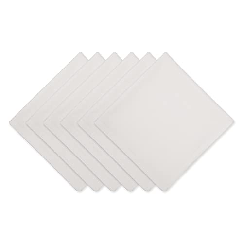 DII Solid Pastel Napkin Set Cotton, Machine Washable, 20x20 Inch, Off-White, 6 Count
