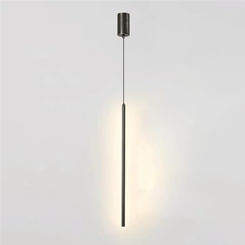 Black Linear Pendant Light, Slim Aluminum Pole with Silicone Diffuser,