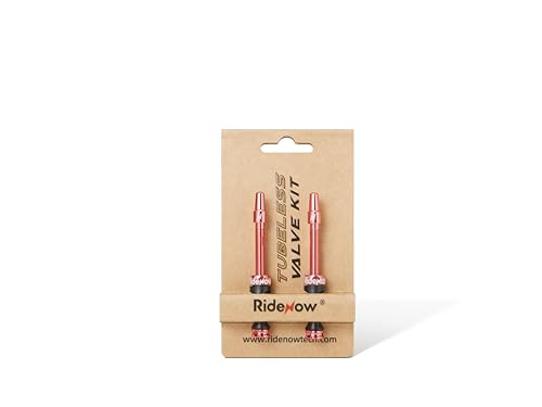 RIDENOW – Pack de 2 válvulas tubeless FV Presta (Rojizo, 65mm)