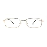 SA106 Extra Narrow Oval Metal Rim Round Retro Vintage Clear Lens Eye Glasses (Gold [Rectangular])