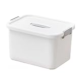 Plastic Storage Box Aufbewahrungsbox aus Kunststoff mit Deckel und Griff Eine Multifunktionale Aufbewahrungslösung for Zuhause Aufbewahrungsbox Weiß(White,S)