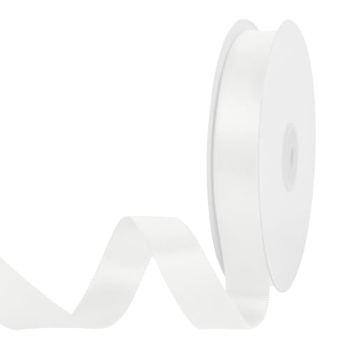 Image of Double Face Off White Satin Ribbon 3 /4 inch x 50 Yards Polyester Material Perfect for Gift Wrapping Weddings Parties Hair Bows Valentine's Day Invitations and Decorations