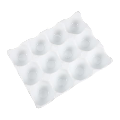 HIAKDOFT セラミック製格卵収納トレイ 冷蔵庫用スリムデザイン 衝撃防止グルーブ付き 家用エッグホルダー