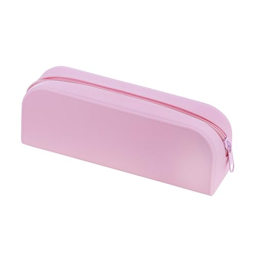 BRW Estojo Escolar Silicone Retangular 1 Ziper Rosa Pastel