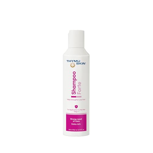 THYMUSKIN® Forte Shampoo –Step 1 of 2 in the Thymuskin System, provides intensive, extra-rich care for advanced thinning & special hair conditions while preparing the scalp for Thy-muskin Serum Step 2