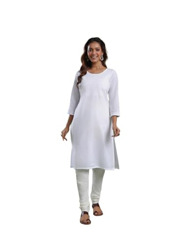 Kurta blanc brodé tunique indienne coton femme vêtement ethnique chic