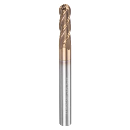 Image of HARFINGTON Ball Nose End Mill 4 Flute 15 /64 inch Diameter 1 /4 inch Shank Tungsten Carbide TIN Coated Spiral CNC Router Bits 3 /4 inch Cutting Length Single End Ball Cutting Tool for Carving Engraving