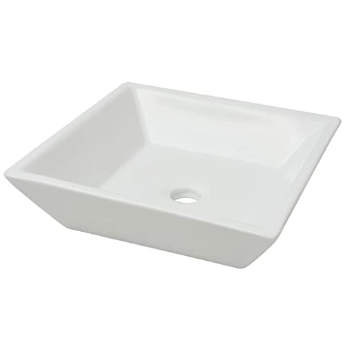 vidaXL Lavabo Carrée Céramique Blanc 41,5x41,5x12 cm Vasque à Poser Salle Bain