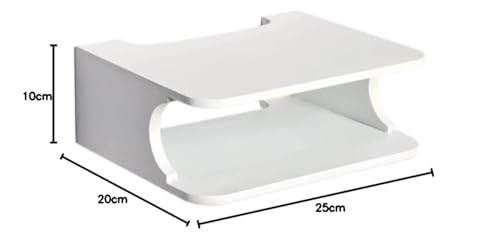 Image of Engineered Wood Set Top Box Stand Wall Shelf & Wi-Fi Modem Display Rack (White)